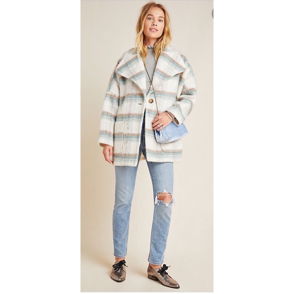 Anthropologie Elsa Plaid Coat